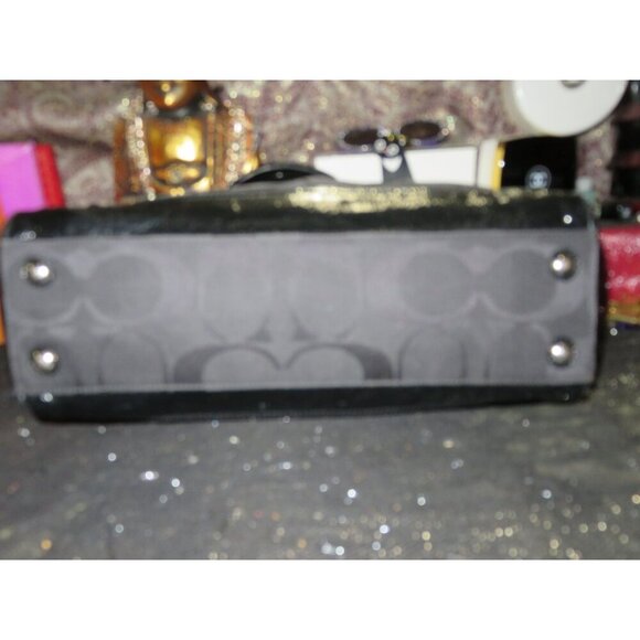 Coach 2014 Black Signature C Logo Canvas & Patent Leather Carryall Handbag - Picture 8 of 11